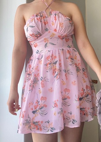Trendyol & Milla Pembe Straplez Midi Bohem Elbise