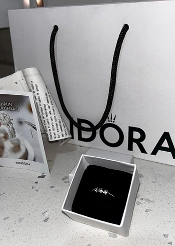  Beden beyaz Renk Minimalist Gri Yıldızlı Pandora Kadın Yüzük