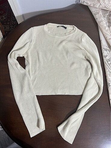 Krem crop bluz