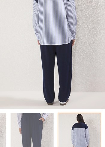 Lacivert çizgili alt üst takım - Görsel 3