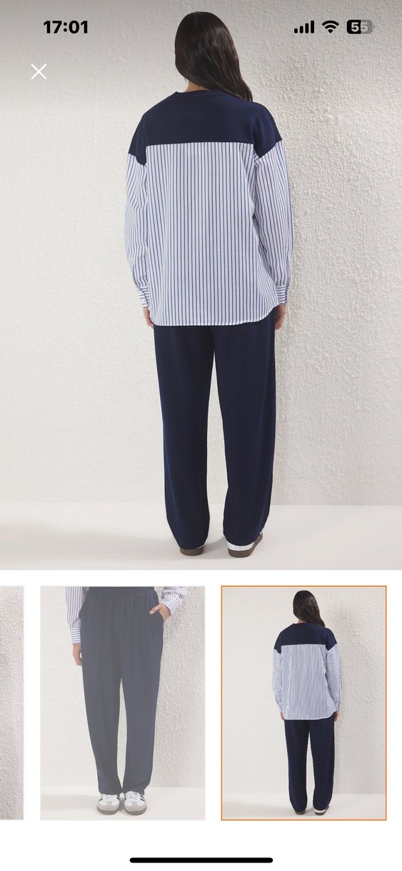 Lacivert çizgili alt üst takım - Görsel 3