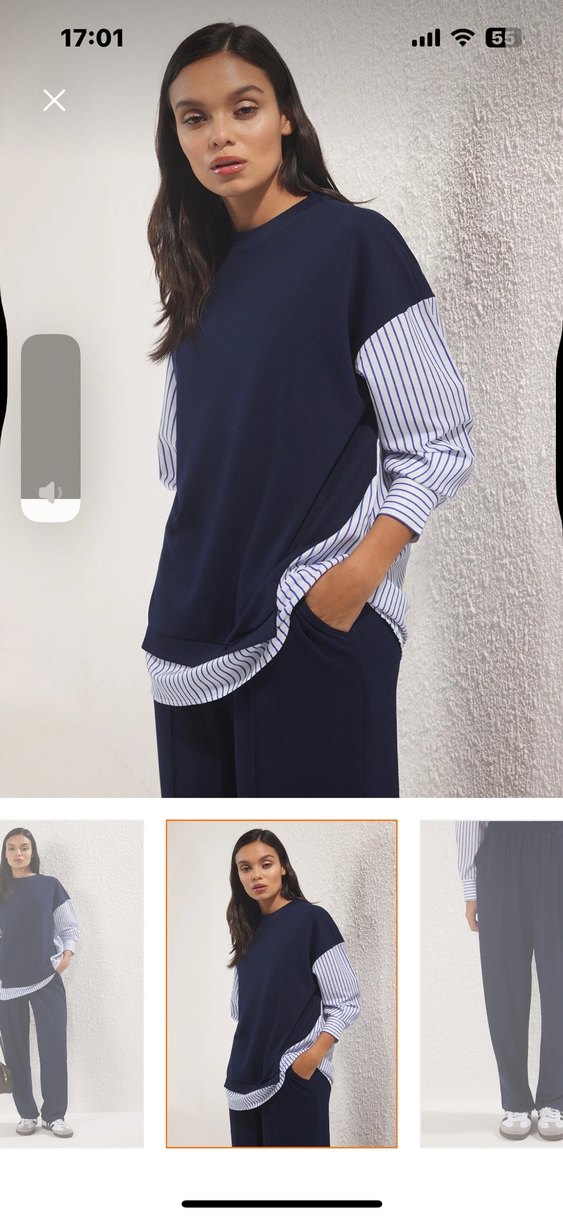 Lacivert çizgili alt üst takım - Görsel 2