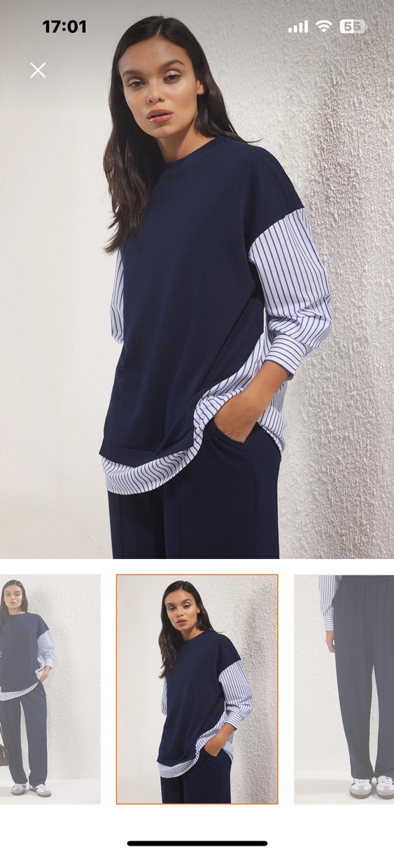 Lacivert çizgili alt üst takım - Görsel 4