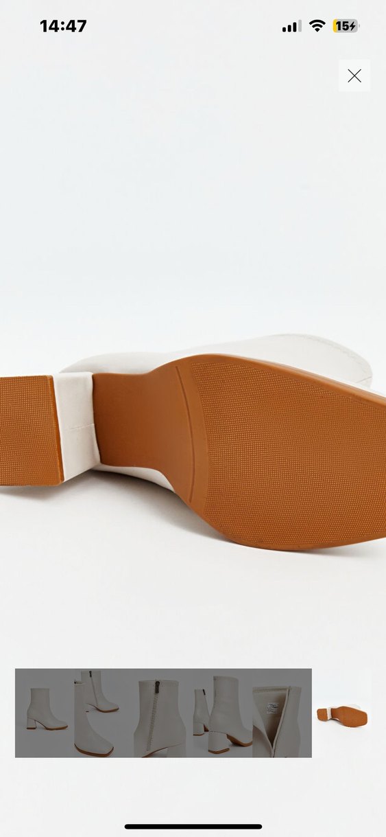 Krem Deri Kadın Topuklu Bot - Görsel 3