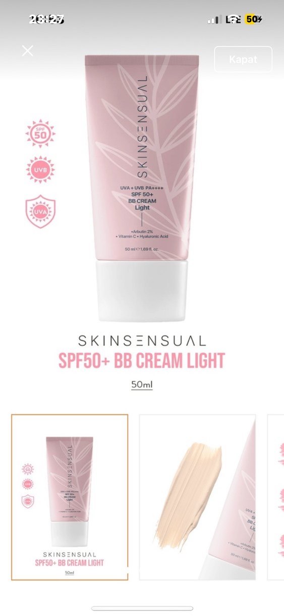 Skin Sensual BB Krem Light 50 SPF UVA/UVB Pa++++ - Görsel 2