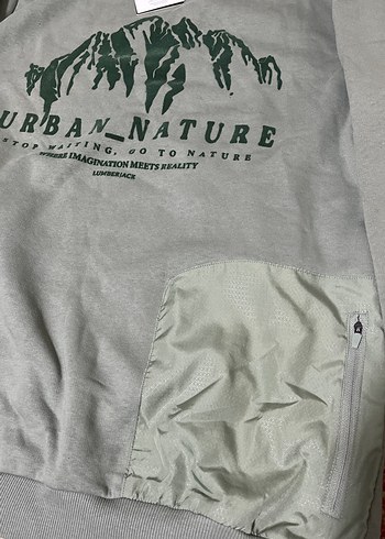 Urban Nature Baskılı Yeşil Sweatshirt - Görsel 3