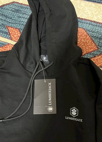 Erkek Siyah Kapüşonlu Sweatshirt - Görsel 2