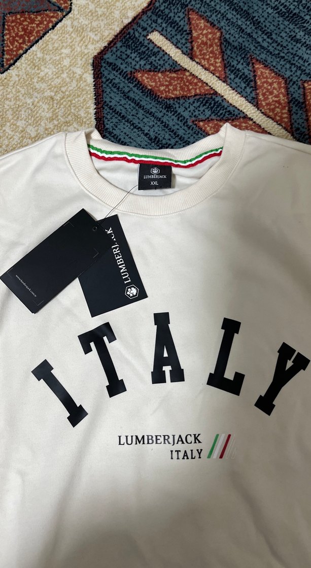 Beyaz Baskılı Erkek Sweatshirt - Görsel 2