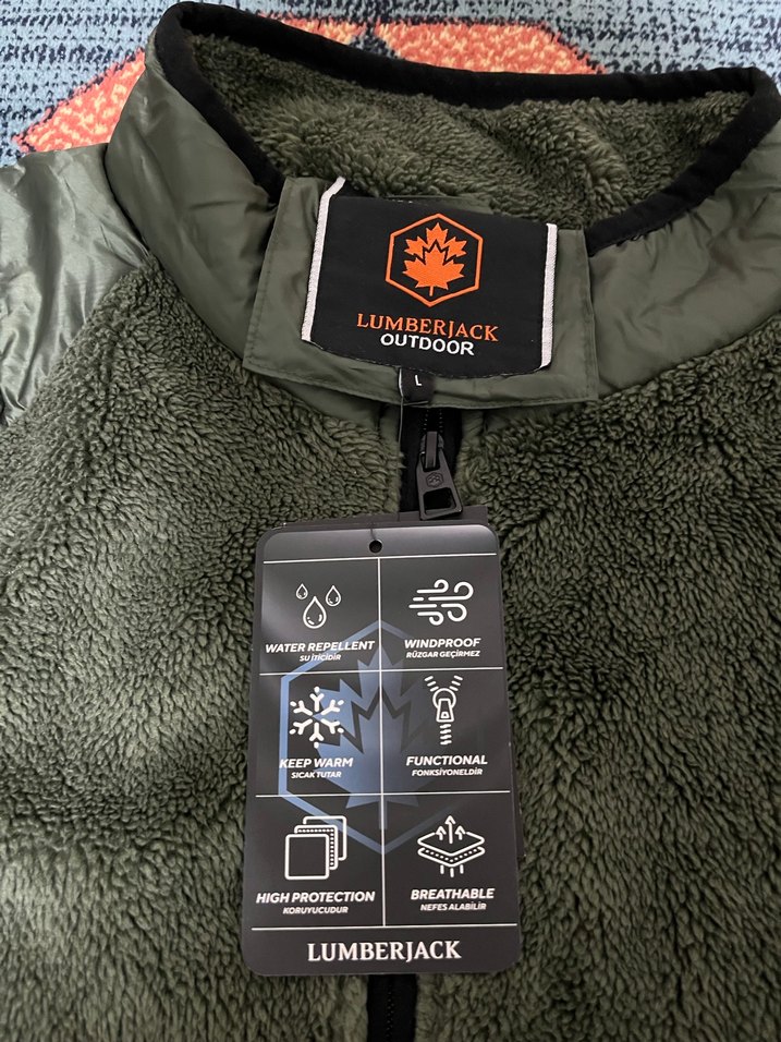 Erkek Haki Fermuarlı Polar ceket - Görsel 2