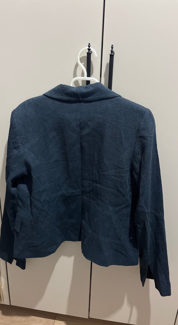 Düğmeli Mavi Kadın Kot Blazer Ceket - Görsel 3