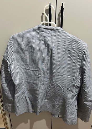 Gri Kadın Keten Blazer Ceket - Görsel 3