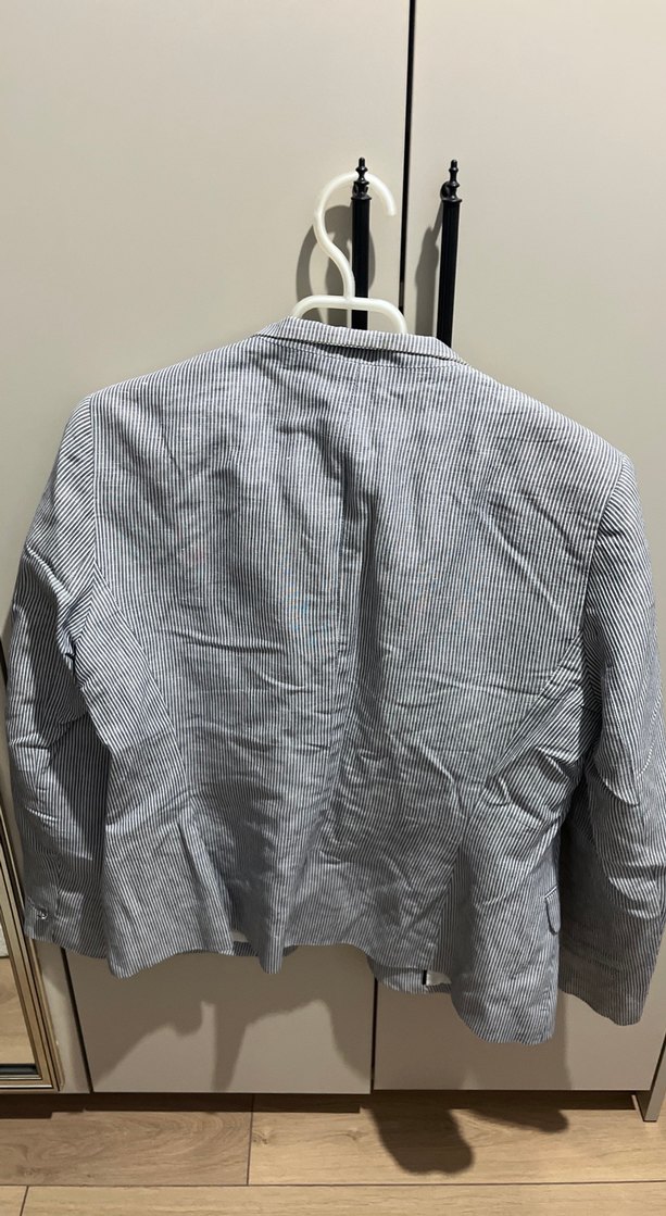 Gri Kadın Keten Blazer Ceket - Görsel 3