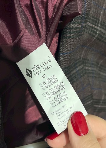 Gri Ekose Düğmeli Kadın Blazer Ceket - Görsel 4