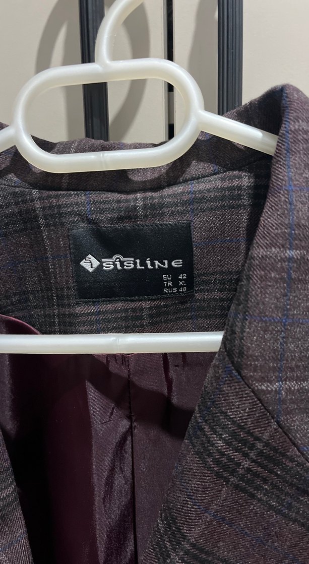 Gri Ekose Düğmeli Kadın Blazer Ceket - Görsel 2