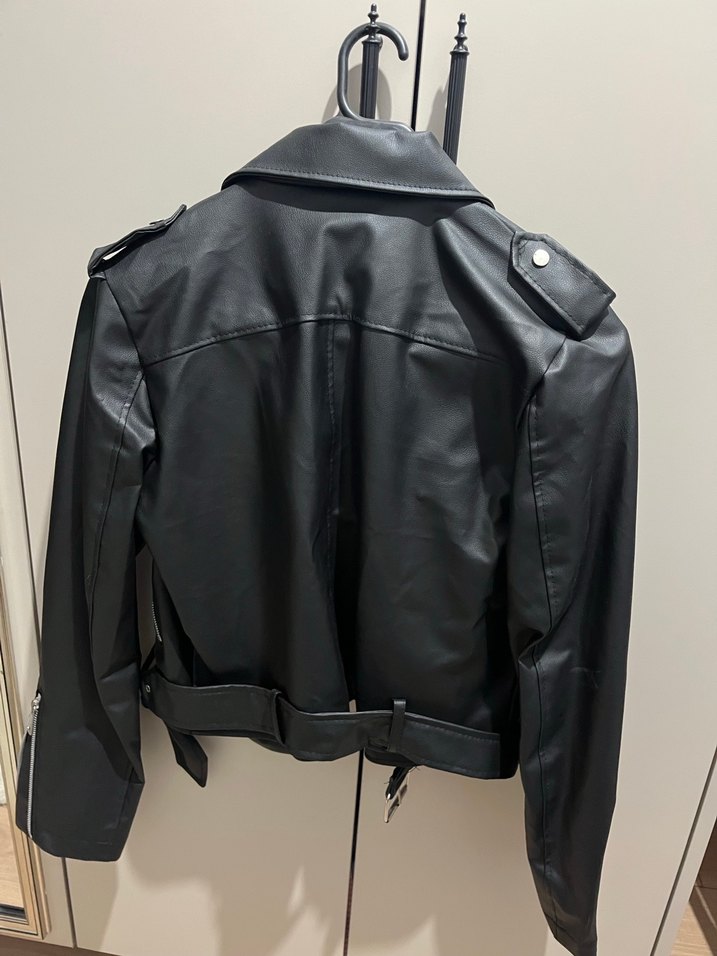 Siyah Deri Biker Ceket - Görsel 2