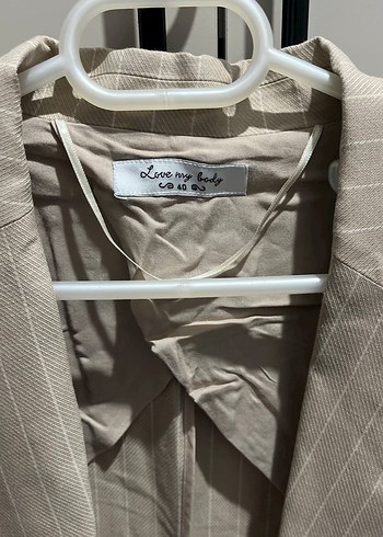 Bej Düğmeli Kadın Blazer Ceket - Görsel 2