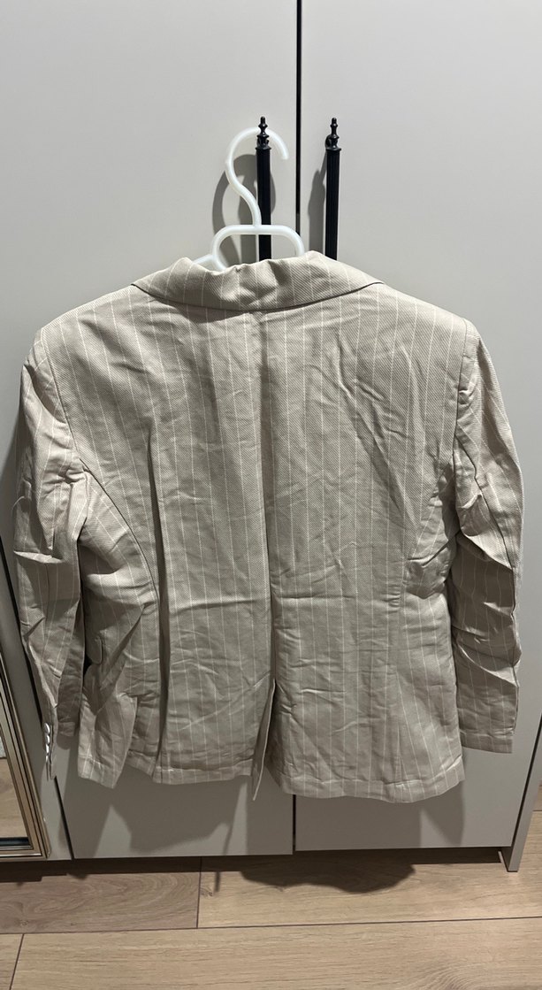 Bej Düğmeli Kadın Blazer Ceket - Görsel 3