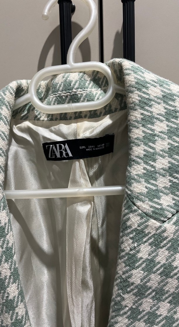Zara Kadın Beyaz Ekose Blazer Ceket - Görsel 2