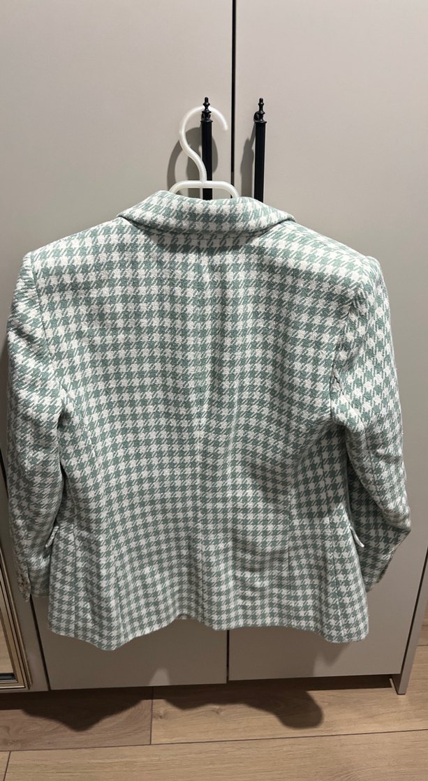 Zara Kadın Beyaz Ekose Blazer Ceket - Görsel 3