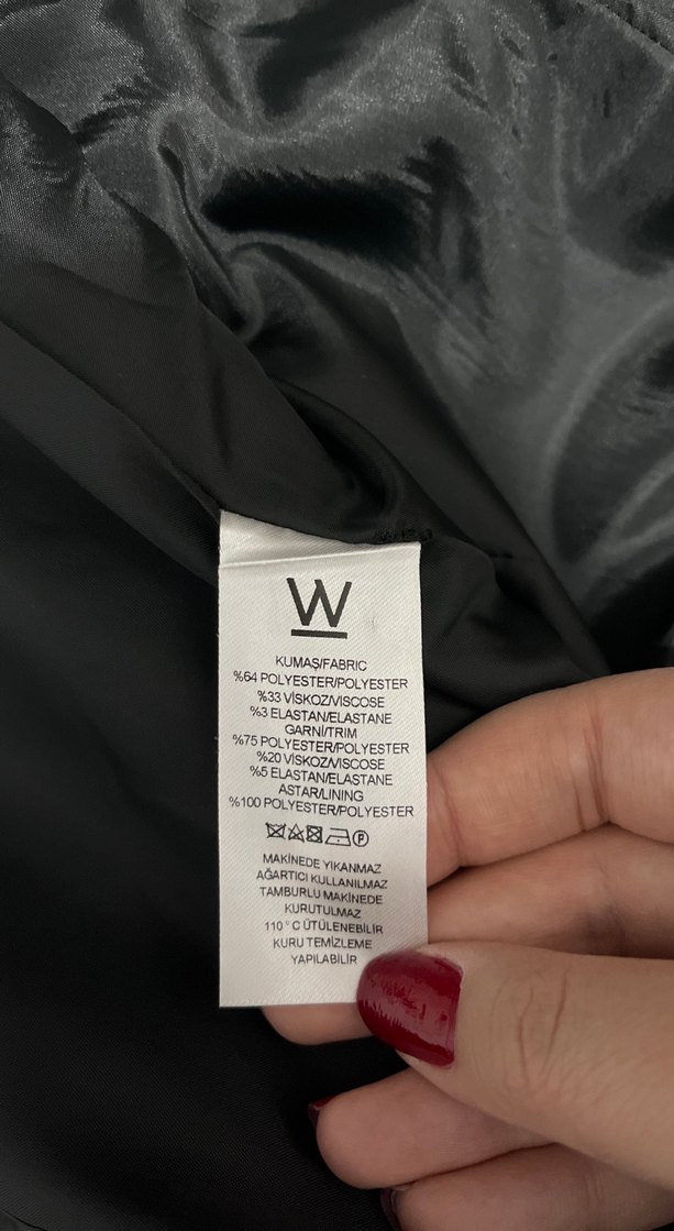 Gri Ekose Desenli Düğmeli Kadın Blazer w collection - Görsel 4