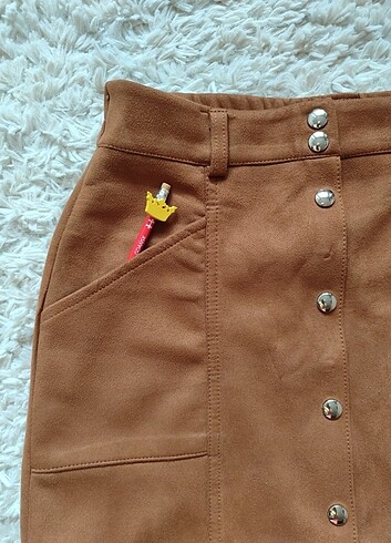 m Beden camel Renk Bershka Nubuk Taba Mini Etek