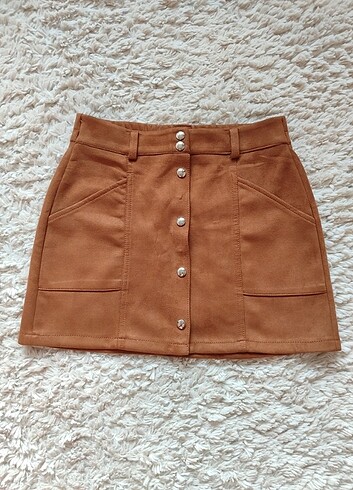 Bershka Nubuk Taba Mini Etek