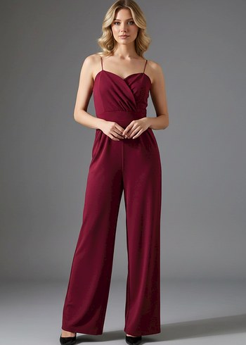 Kadın Kruvaze Yaka İthal Krep Kumaş Tulum 
DF-5011 - Görsel 2