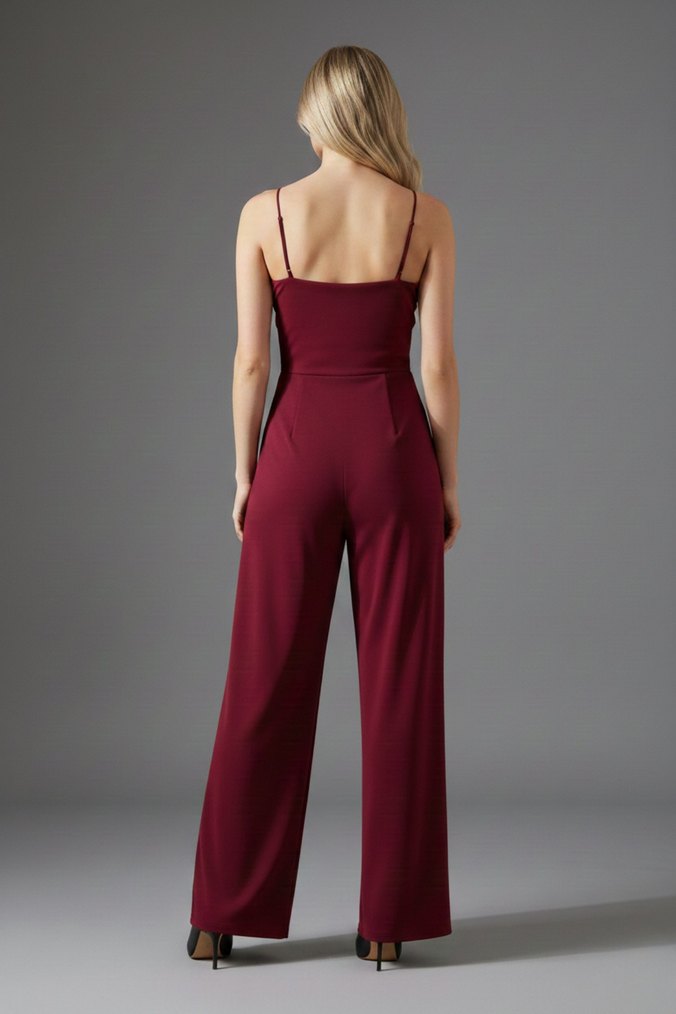 Kadın Kruvaze Yaka İthal Krep Kumaş Tulum 
DF-5011 - Görsel 4