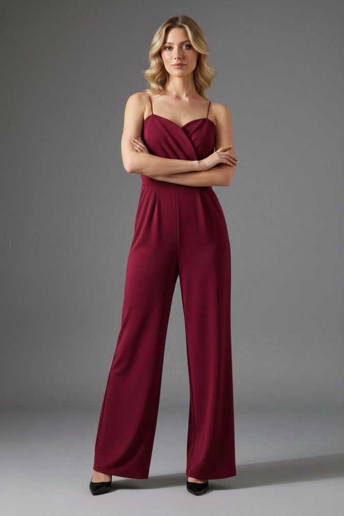 Kadın Kruvaze Yaka İthal Krep Kumaş Tulum 
DF-5011 - Görsel 3