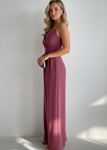 Kadın Kruvaze Yaka İthal Krep Kumaş Tulum 
DF-5011 - Görsel 2