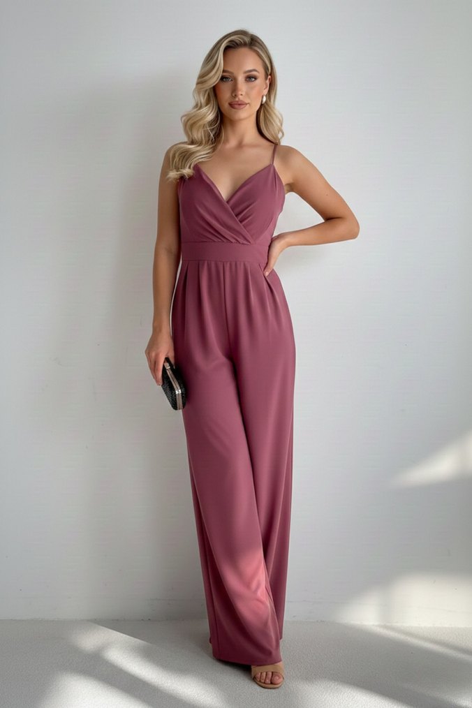 Kadın Kruvaze Yaka İthal Krep Kumaş Tulum 
DF-5011 - Görsel 3