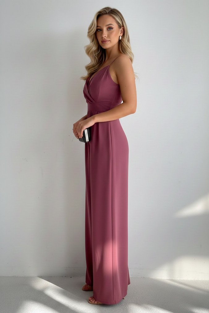 Kadın Kruvaze Yaka İthal Krep Kumaş Tulum 
DF-5011 - Görsel 2