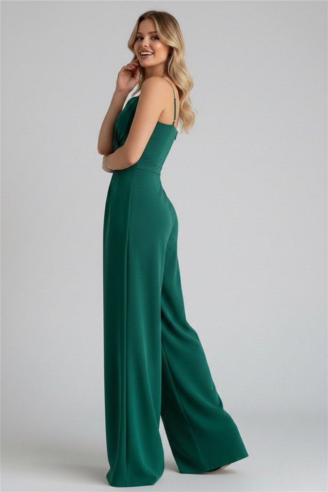 Kadın Kruvaze Yaka İthal Krep Kumaş Tulum 
DF-5011 - Görsel 4