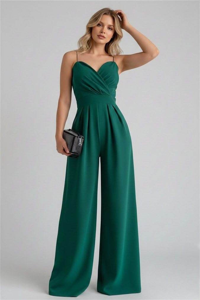 Kadın Kruvaze Yaka İthal Krep Kumaş Tulum 
DF-5011 - Görsel 2