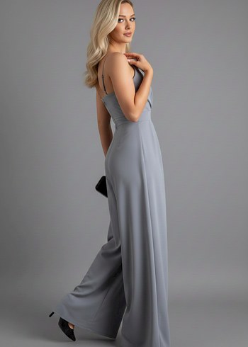 Kadın Kruvaze Yaka İthal Krep Kumaş Tulum 
DF-5011 - Görsel 4