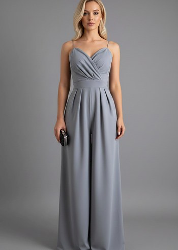 Kadın Kruvaze Yaka İthal Krep Kumaş Tulum 
DF-5011 - Görsel 3