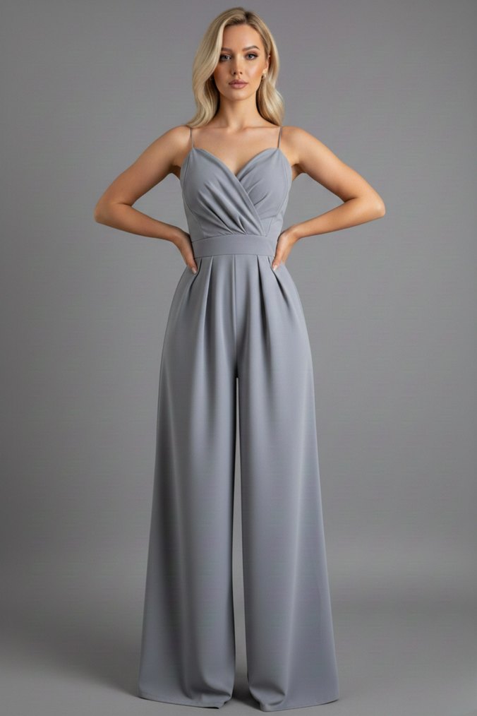 Kadın Kruvaze Yaka İthal Krep Kumaş Tulum 
DF-5011 - Görsel 2