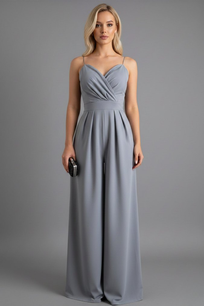 Kadın Kruvaze Yaka İthal Krep Kumaş Tulum 
DF-5011 - Görsel 3