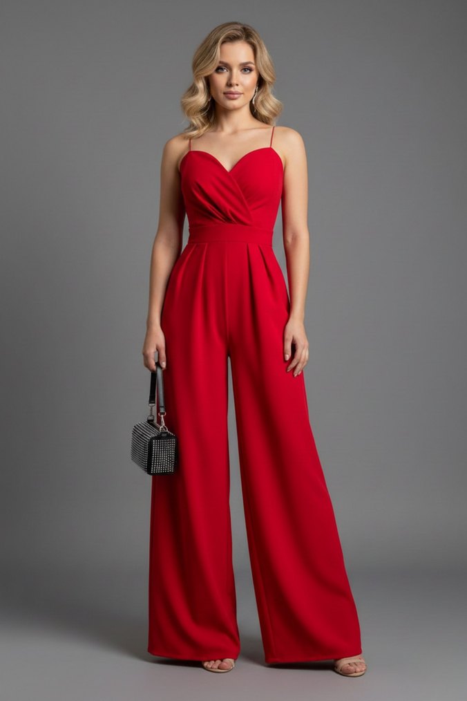 Kadın Kruvaze Yaka İthal Krep Kumaş Tulum 
DF-5011 - Görsel 4