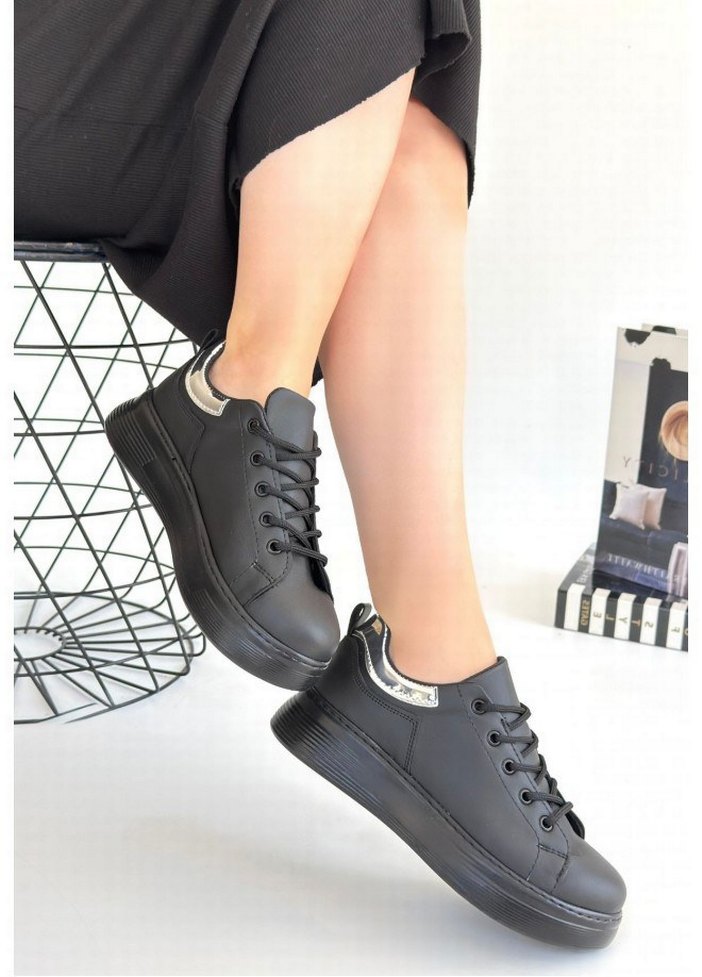 Sofio Siyah Cilt Bağcıklı Spor Ayakkabı - Görsel 2