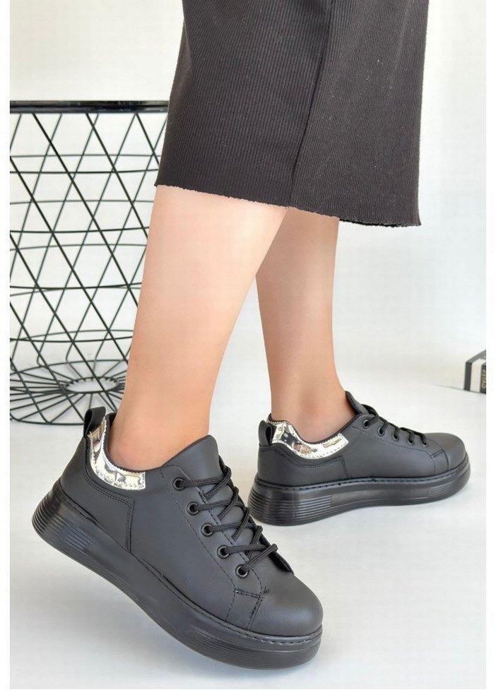 Sofio Siyah Cilt Bağcıklı Spor Ayakkabı - Görsel 4