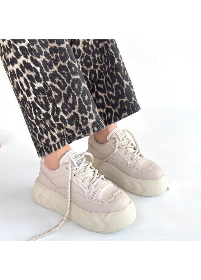 Emwa Bej Cilt Bağcıklı Spor Ayakkabı - Görsel 4