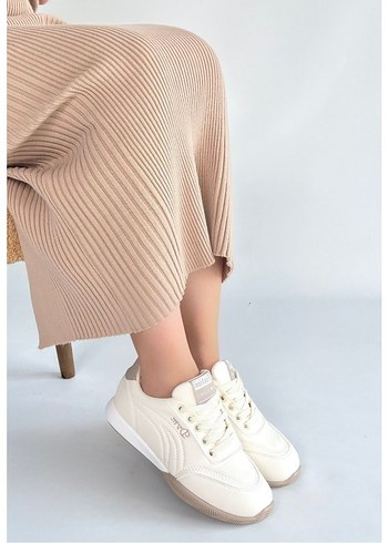 Tawen bej Cilt Bağcıklı Spor Ayakkabı - Görsel 2