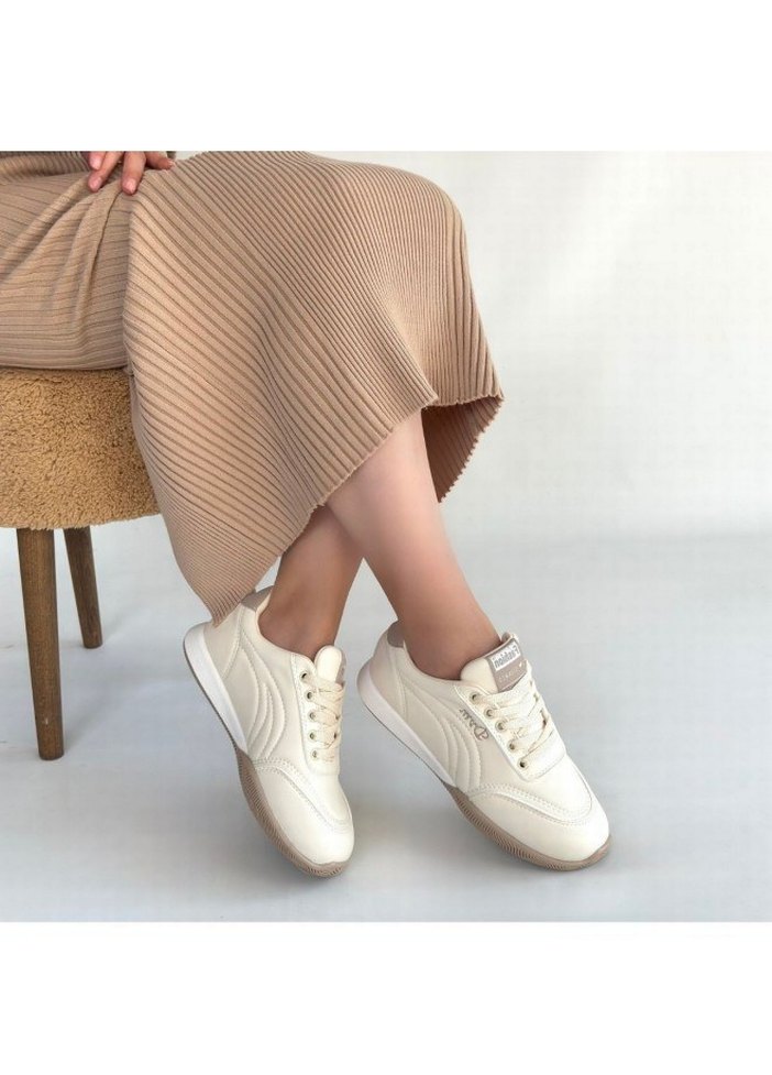 Tawen bej Cilt Bağcıklı Spor Ayakkabı - Görsel 3