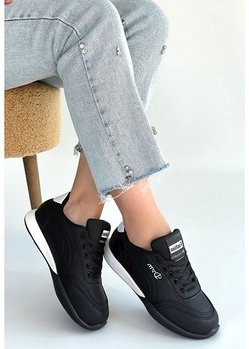 Tawen Siyah Cilt Bağcıklı Spor Ayakkabı - Görsel 3