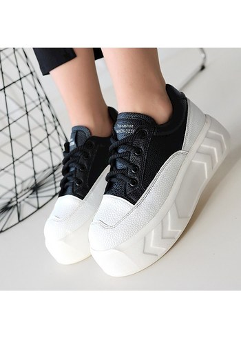 Emwa Siyah Cilt Bağcıklı Spor Ayakkabı - Görsel 4