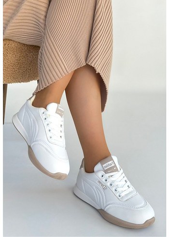 Tawen beyaz Cilt Bağcıklı Spor Ayakkabı - Görsel 3