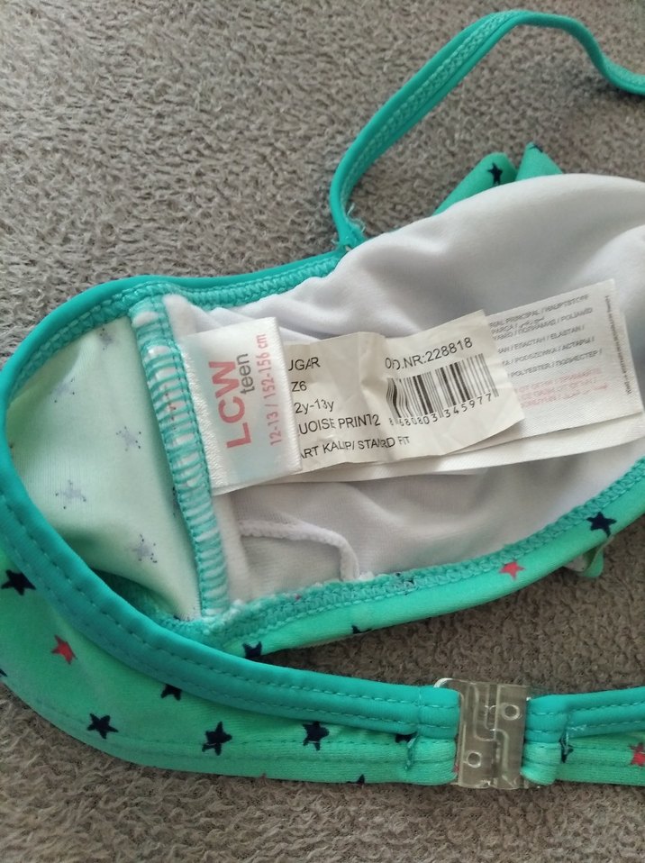 Turkuaz Renkli Fırfırlı Bikini Üstü - Görsel 2