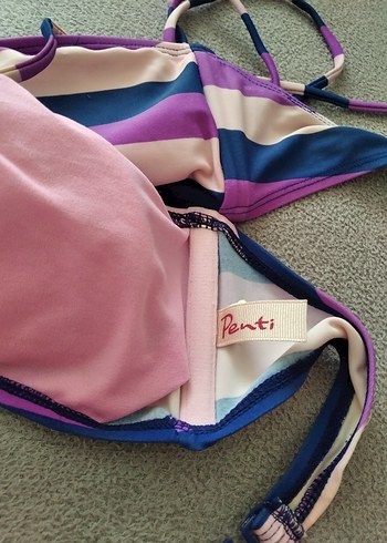 Mor Çizgili Strappy Bikini Üstü - Görsel 2