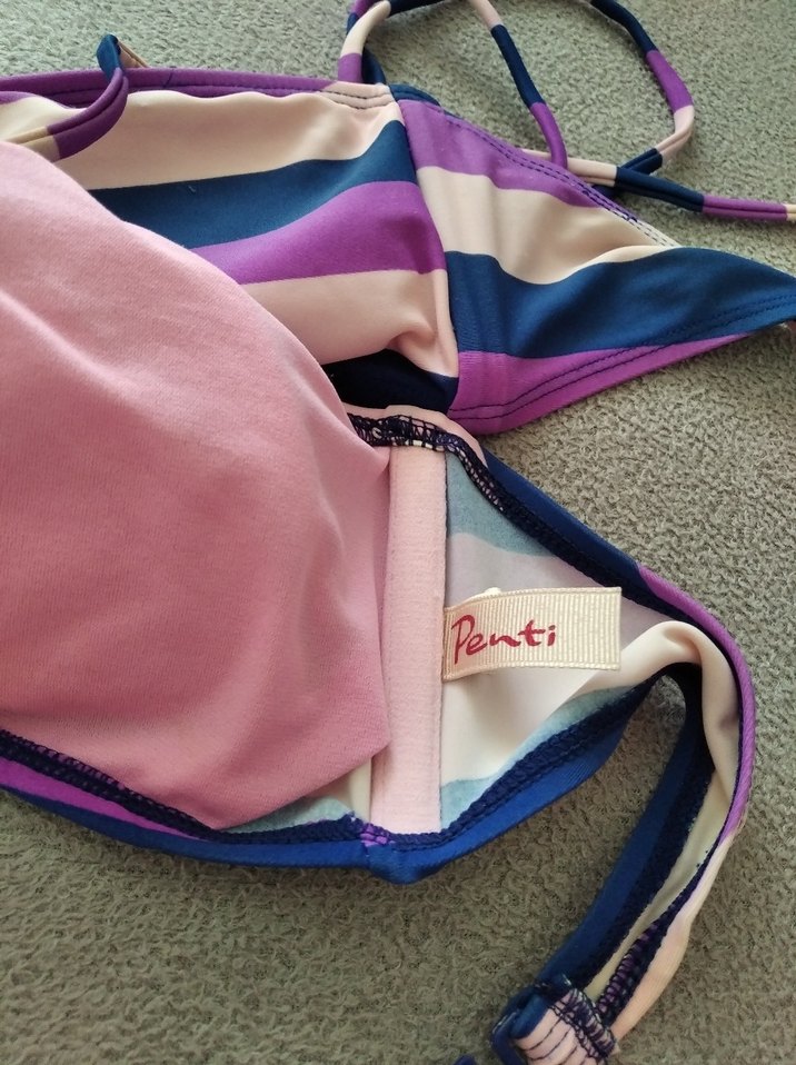 Mor Çizgili Strappy Bikini Üstü - Görsel 2